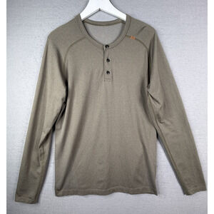 Lululemon Metal Vent Long Sleeve Henley Mens Sz L Green Outdoor Gorpcore READ